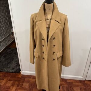 Elegant Tan Double-Breasted Women's Coat